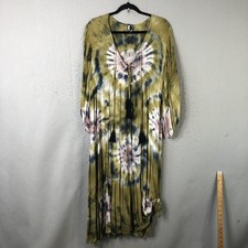YFB Dress Womens M Multicolor Tie Dye Kaftan Maxi Tassel Boho Hippie Festival