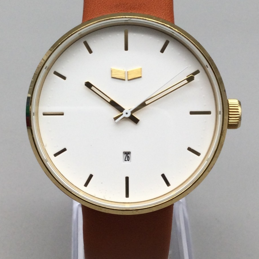 Vestal Roosevelt Watch Mens 42mm Gold Tone Stainless Steel Leather