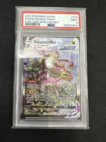 PSA 9 Rayquaza VMAX (Alternate Art Secret) 218/203 SWSH07: Evolving Skies Holo