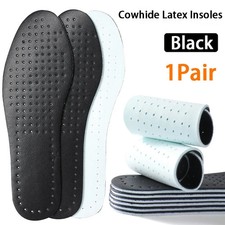 1Pair Latex Cowhide Insoles Elastic Shock-Absorbing Breathable Sweat-Absorbing S