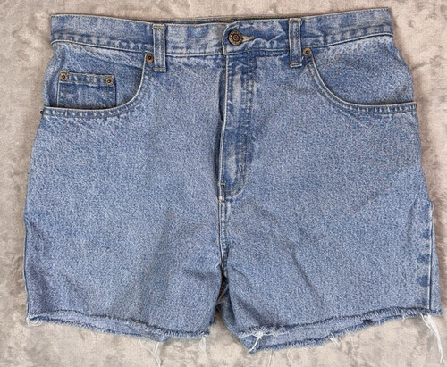 Halston, Pantaloncini jeans vintage anni 90 Halston jeanswear vita alta taglio effetto invecchiato taglia 10