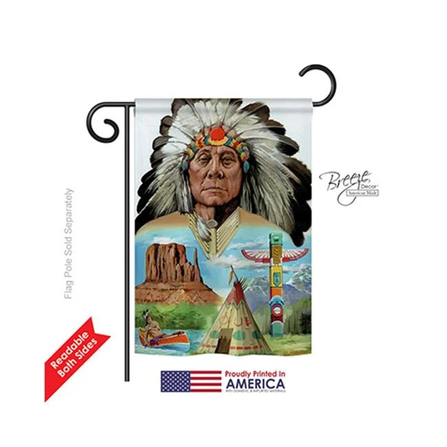 Breeze Decor 61064 Patriotic Native American 2-Sided Impression Garden Flag -...