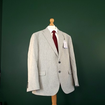 Marks & Spencer Italian Wool Blazer Mens 46S Tailored Fit Grey Jacket Sport Coat