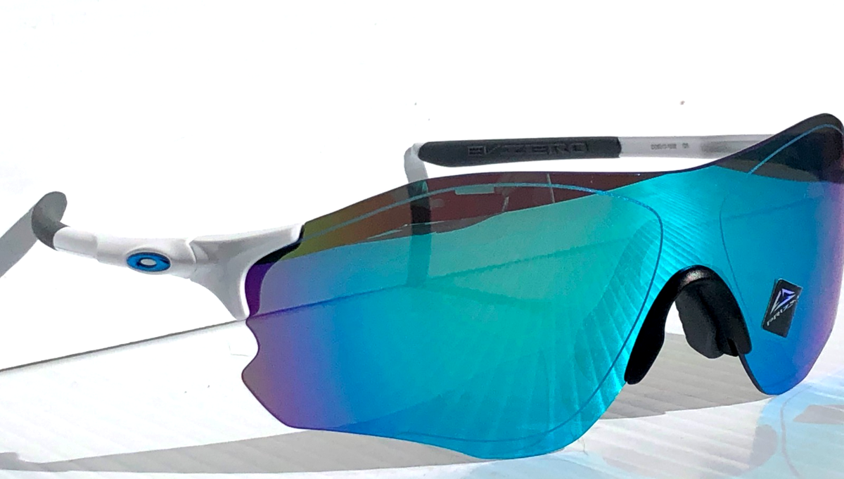 NEW Oakley EVZERO PATH Shiny White PRIZM Sapphire Lens Sunglass