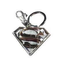 Superman Superwoman Silver Tone Keychain Luggage Purse Clip Heavy Well Made