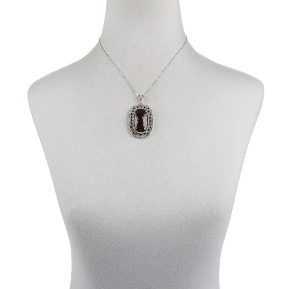 Rarities Sterling Silver Freeform Ruby, Zircon, Black Spinel Pendant Necklace - Image 3 of 3