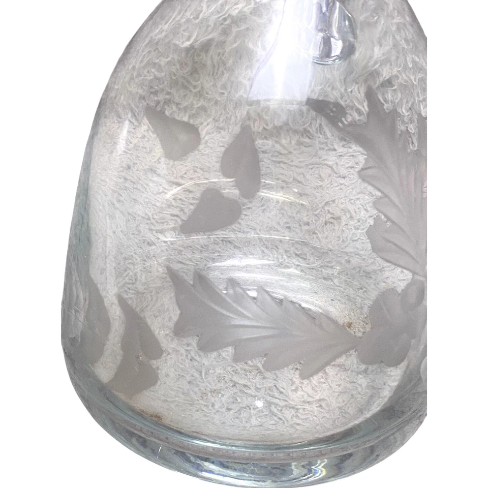 Jarra jarra de vidrio grabado vintage diseño floral vajilla elegante 12" Foto 3 de 4