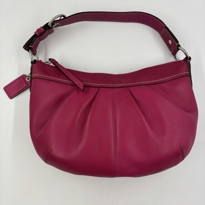Vtg COACH Y2K Soho Pleated Slouchy Shoulder Hobo Leather Bag Fuchsia Pink F1373