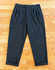 VTG 1993 Custom Tailored Wool Trousers 34x30 Pleated Cuffed Charcoal Hong Kong