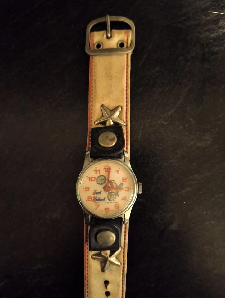 Reloj Evel Knievel 1975 vintage Swiss Bradley - funciona con correa original - necesita Foto 3 de 4