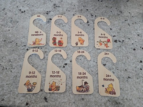 8 Wooden Winnie The Pooh Baby Clothes Closet Organizer Hooks
