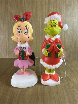 The Grinch & Cindy Lou Who 14  Blowmolds Tabletop Lighted Christmas Gemmy NWT