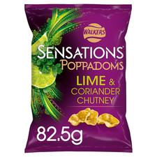 12 x Sensations Poppadoms Lime & Coriander Sharing Bag 82.5g Tasty Treat