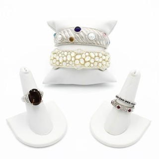 Judith Ripka Sterling MOP CZ Smoky Quartz Cuff Bracelets Rings Lot of 5 #S4608 3