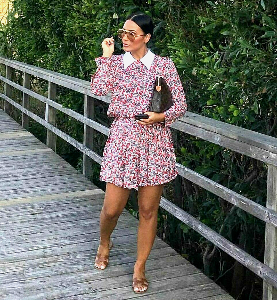 ZARA RED BLACK WHITE ZEBRA PRINT PLEATED FLOWING SKORT SIZE S UK