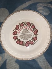 Vtg 1983 Royal China Cherry Pie Recipe Baking Plate Deep Dish 11" USA