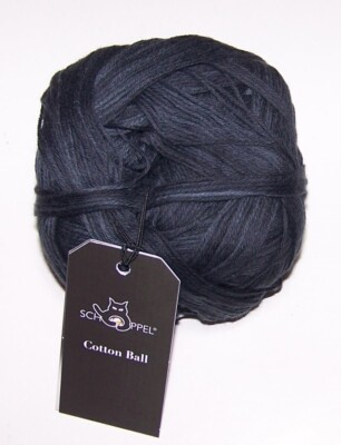 455 yard ball of Schoppel COTTON BALL Fingering Weight Yarn #2271 TONAL BLACK