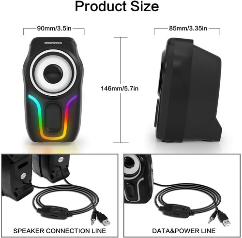 Sistema de sonido envolvente LED PC Altavoces Juegos Bajos USB Cableado para Computadora de Escritorio - Imagen 5 de 16