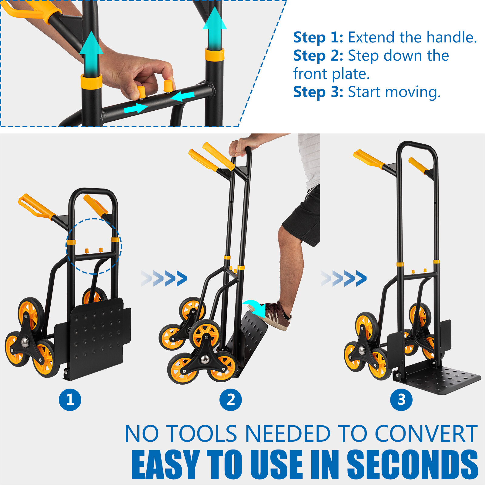 Foldable Stair Climbing Dolly Heavy-Duty Stair Climber Hand Truck 440LB ...