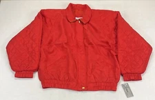 NWT VTG Lavon By Cheerful Corp Red Silk Quilted Full Zip Bomber Jacket Women’s M