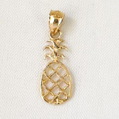 Echter 14k Gelbgold Ananas Anhänger/Charm, Made in USA