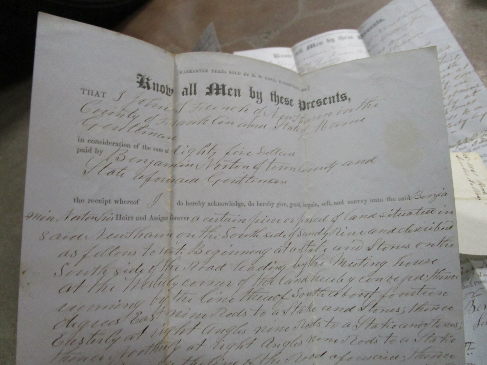 3 Old Deeds 1855 1858 1860 FRANKLIN COUNTY MAIN Seal Warrantee Deed