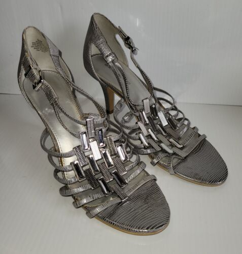 Bandolino BD Magei Dress Sandals Textured Pewter Bling Size 9.5M - Picture 1 of 7