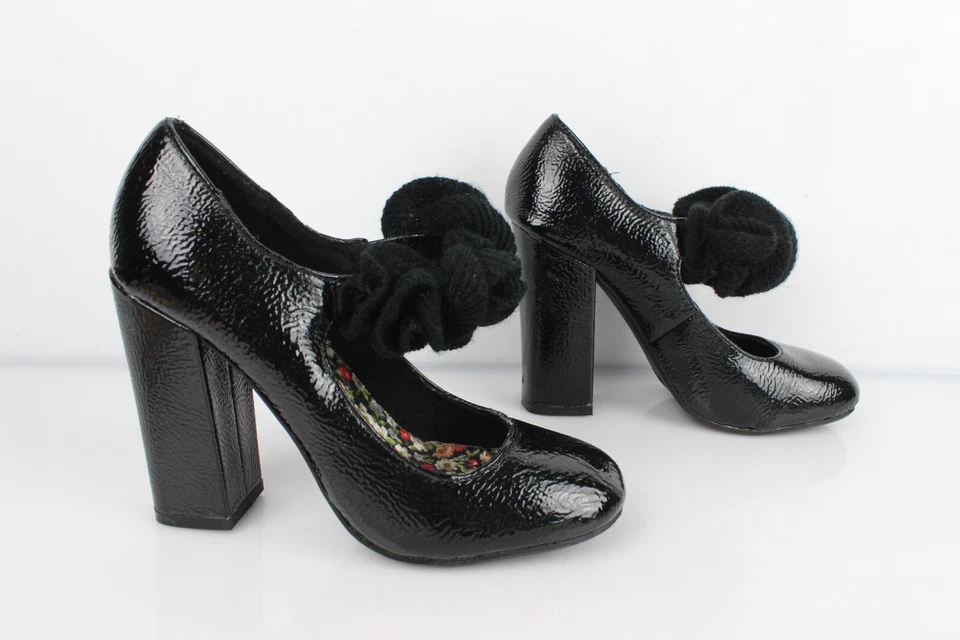 ROCKET DOG Originaux Escarpins vernis noir hauts talons bloc T 37,5 Etat neuf - Photo 1/4