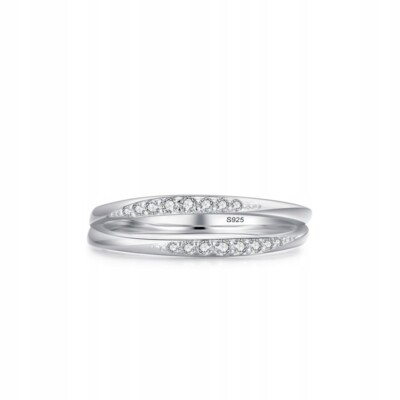 Fraise Silberring Doppelring mit Ring Sterlingsilber 925 Verlobungsring
