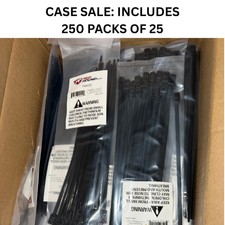 6,250 ZIP CABLE TIES 9 INCH NYLON BLACK 50 LBS UV BULK CASE LIQUIDATION HEAVY