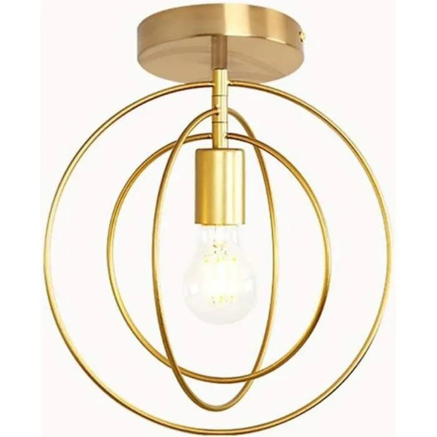 Plafonnier industriel rétro en métal doré de 32cm pour éclairage intérieur de loft style DIY