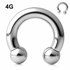 4G 9/16" 5/8" GAUGES INTERNALLY THREADED SURGICAL STEEL HORSESHOES PIERCING RING