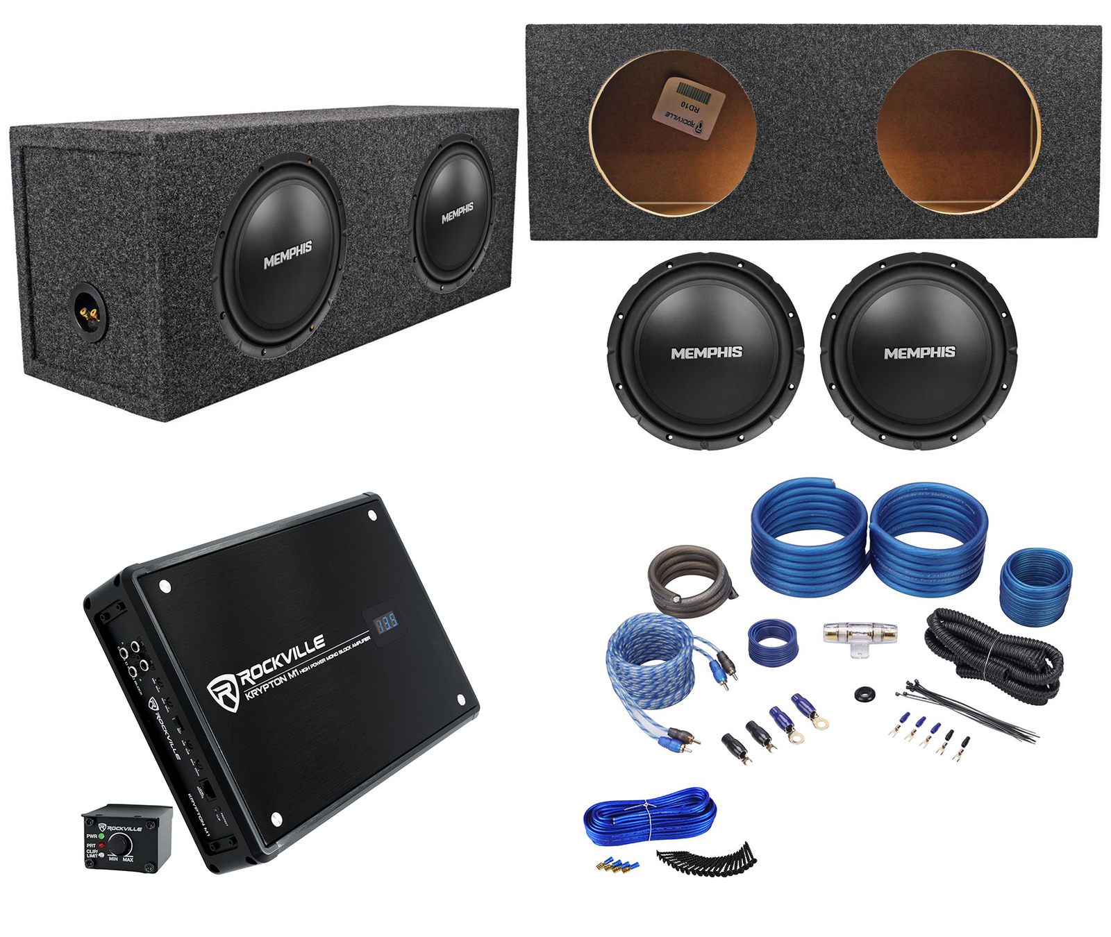 2 Автомобильных сабвуфера Memphis Audio SRX1044 мощностью 10 400 Вт SRX Герметичная коробка Усилитель Комплект усилителей 52390₽