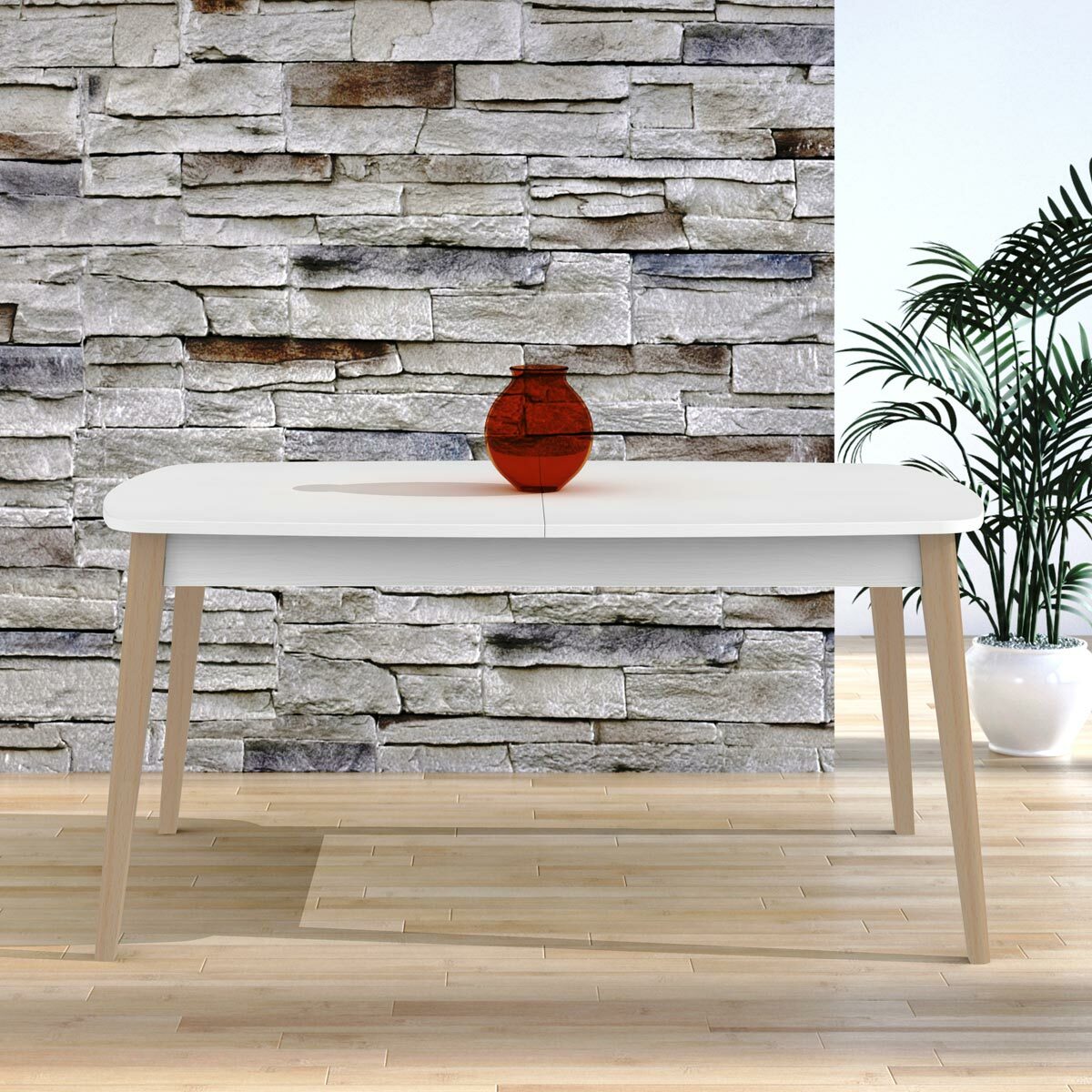 TAVOLO OVALE ALLUNGABILE 160x90 PRANZO DESIGN NORDICO SOGGIORNO MERCURIO BIANCO