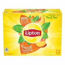 12 Cans of Lipton Peach Iced Tea 340 ml Each- 