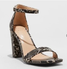 A New Day Women Ema Snake Print Block Heel Square open Toe Pumps Sz 6