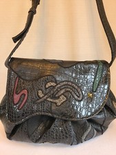 Rare Vntg Black NAS Purse Shoulder Bag Vegan Pre-Owned Korea 1980s