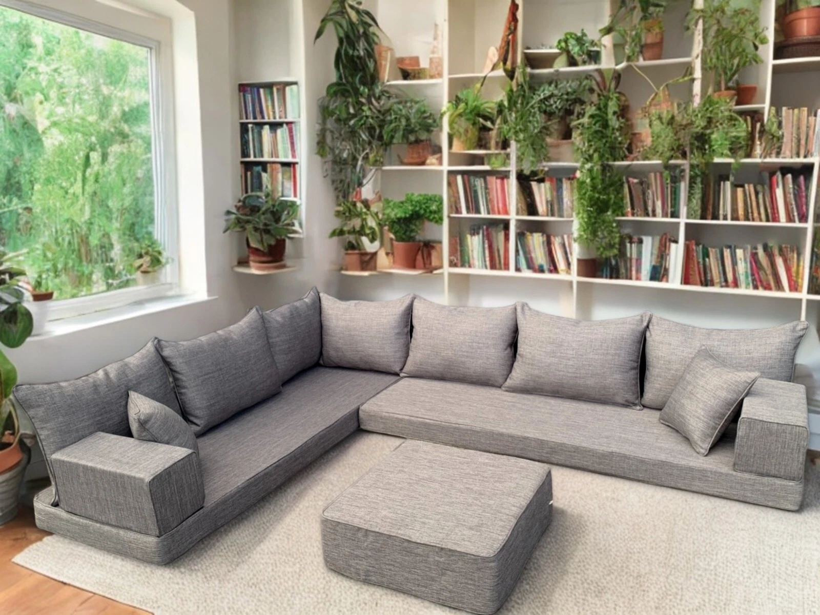 Bespoke Arabic MAJLIS Sofa | MODULAR L-Shape Sofa | Linen CORNER Sofa Set
Opens in a new window or t
