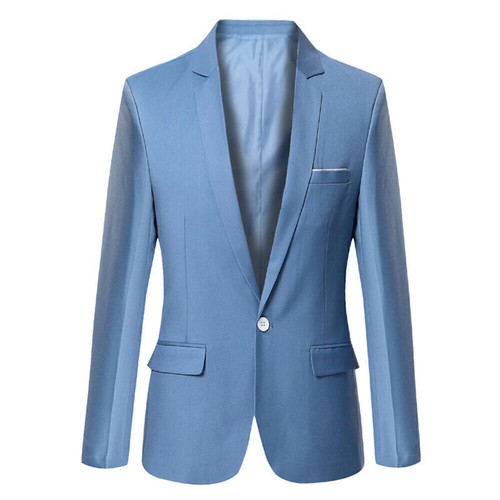 Men's Business Smart Blazer Suit Formal Jacket Coat One Button Wedding Outwears - Picture 14 of 23