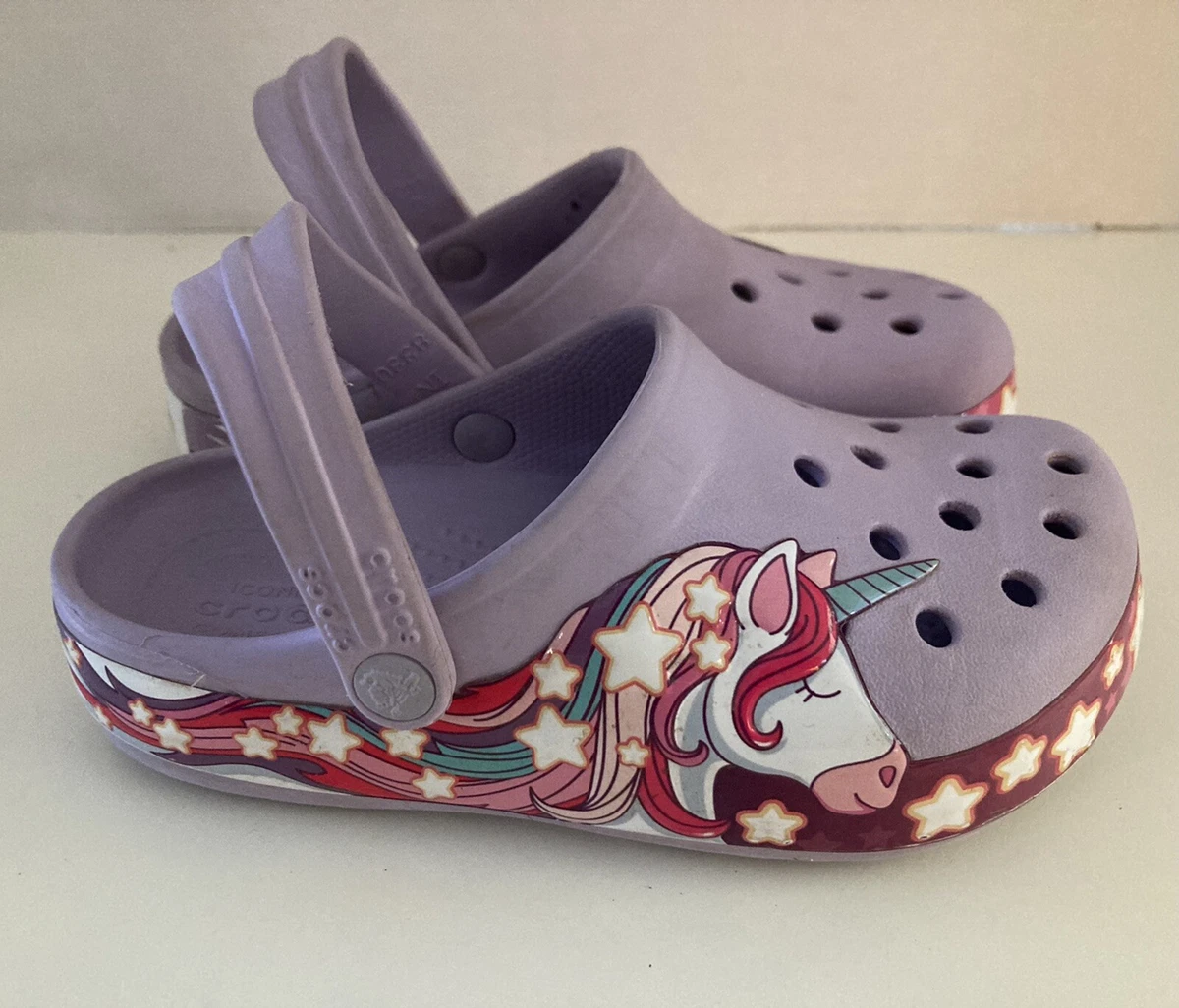 Girls CROCS Fun Lab Unicorn Band Clog Purple with Stars Size 11 eBay