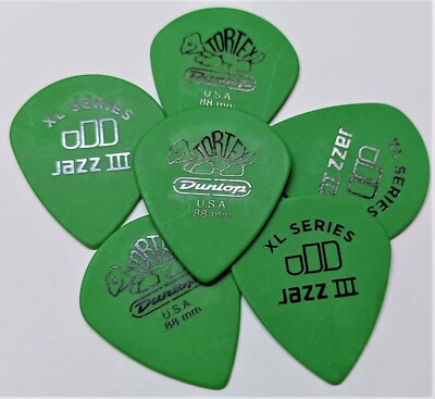  Dunlop Tortex Jazz III XL  6 Picks .88mm