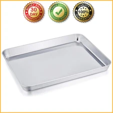 STAINLESS STEEL TOASTER OVEN PAN TRAY Compact Bake Ovenware 8x10x1 Heavy Duty
