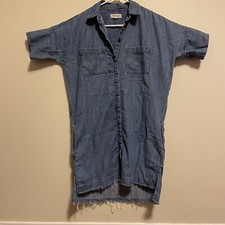 Madewell Womens Dress Size S Blue Chambrey Button Up Short Sleeve Pockets Tunic