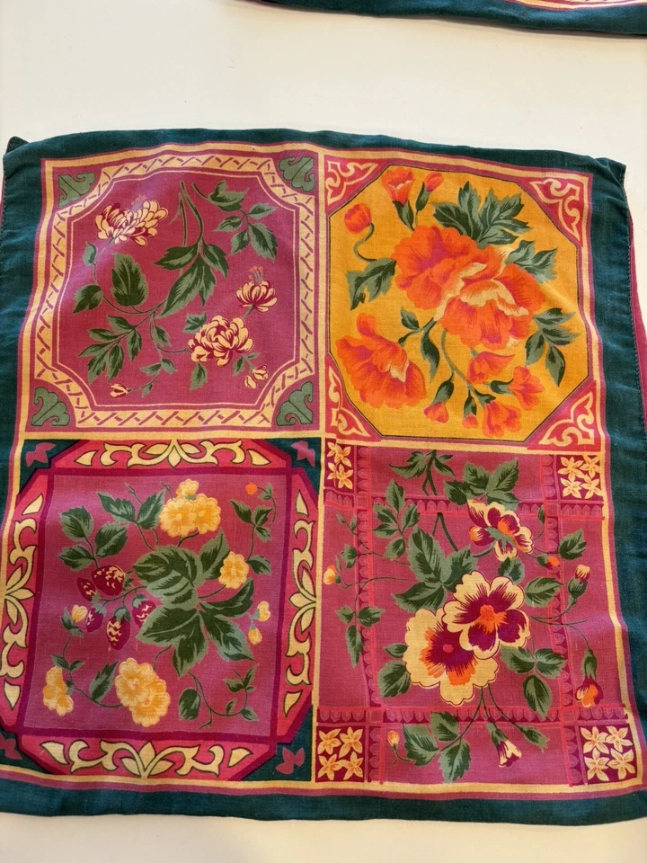 3 Fundas de Almohada BOHO De Colección April Cornell Algodón Rosa Verde 15x15 Floral Foto 2 de 4