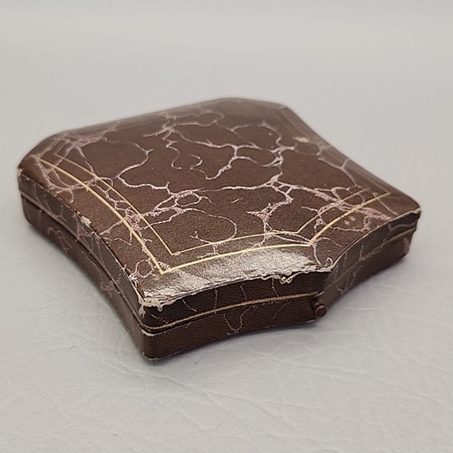 Vintage Jewelry Display Box Brown Leather Velvet Satin Lined St Louis Antique 4" - Picture 2 of 15
