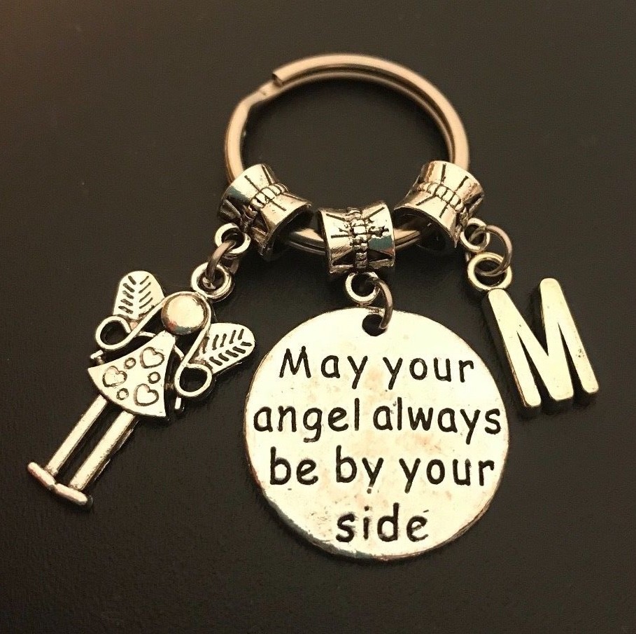 Personalized Keychain May Your Angel Always Be By Your Side Angel Charm-image