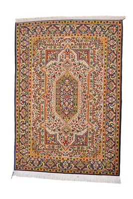 Luxury High End Traditional Floral Wool Turkish 3 x 5 Yellow Hand Knotted Area R