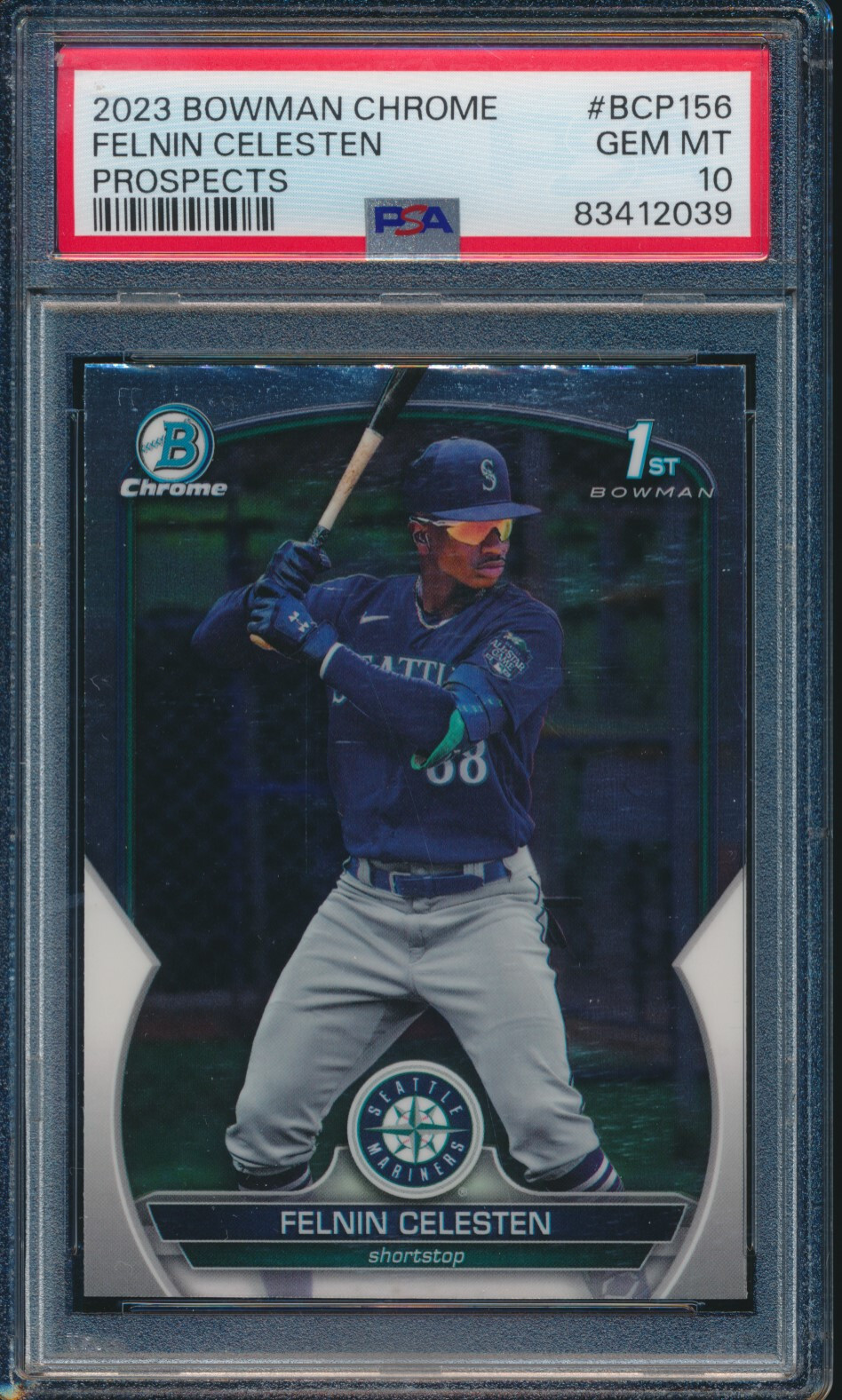 PSA 10 FELNIN CELESTEN 1st 2023 Bowman Chrome Prospects MARINERS RC GEM MINT