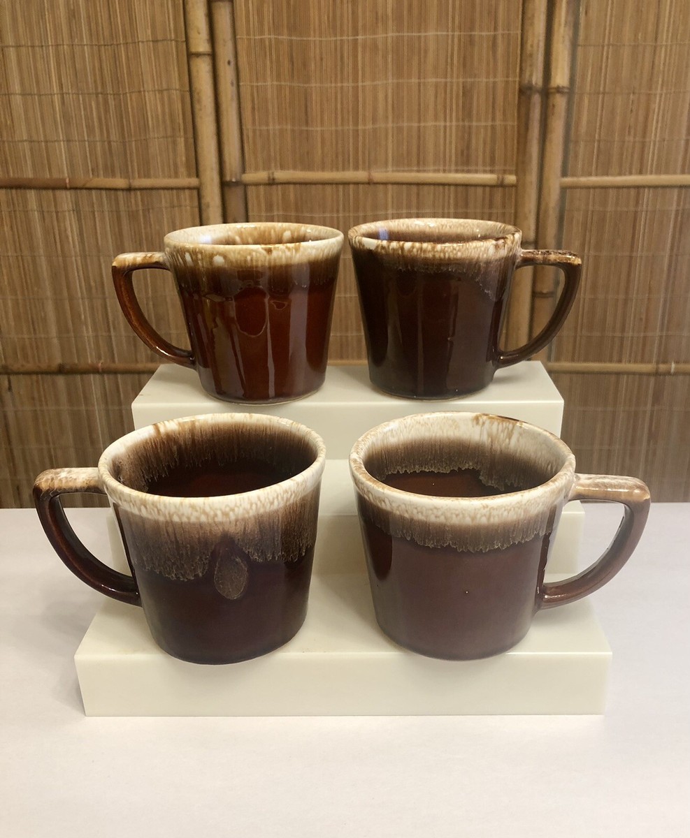 McCoy Brown Drip Glaze 8 Ounce Coffee Mugs Set Of 4 | eBay