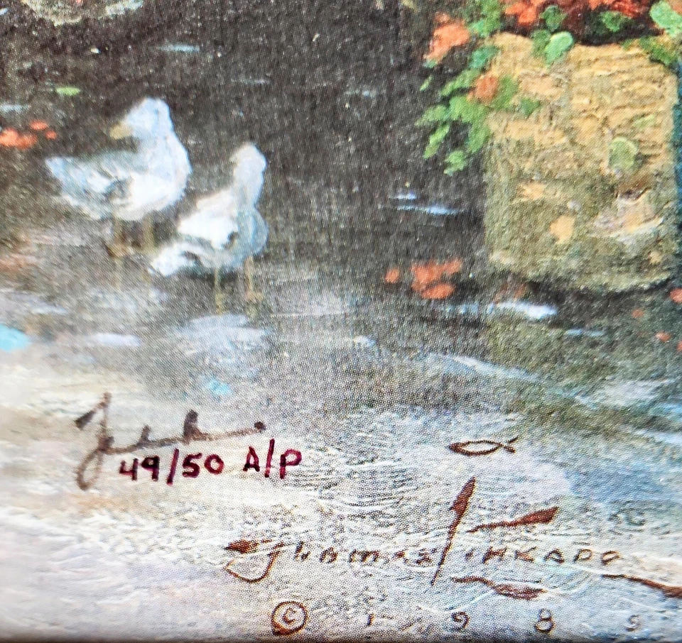 Thomas Kinkade Carmel, Ocean Avenue on a Rainy Afternoon A/P 49/50 óleo sobre lienzo Foto 4 de 4